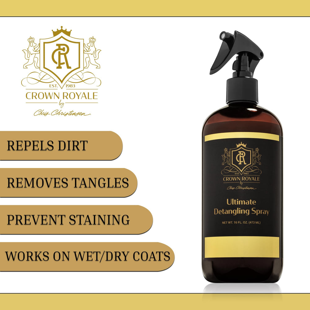 Crown Royale ready-to-use pet spray enabling quick grooming sessions.