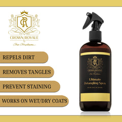 Crown Royale ready-to-use pet spray enabling quick grooming sessions.