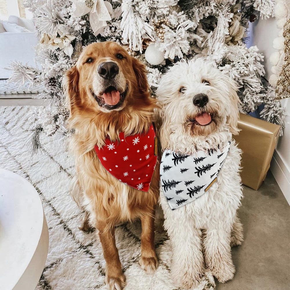 CROWNED BEAUTY Christmas dog bandana side view highlights reversible plaid option for versatile wear