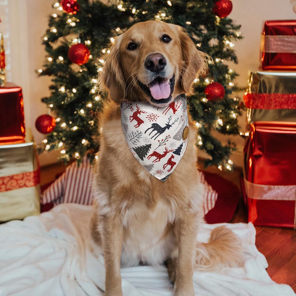 CROWNED BEAUTY dog bandana reversible plaid side offering versatile holiday looks