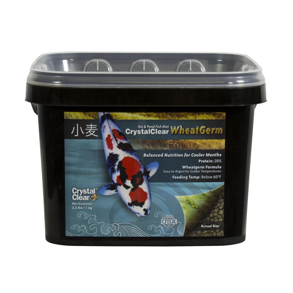 CrystalClear koi pond food pellets closeup for easy feeding in cooler water