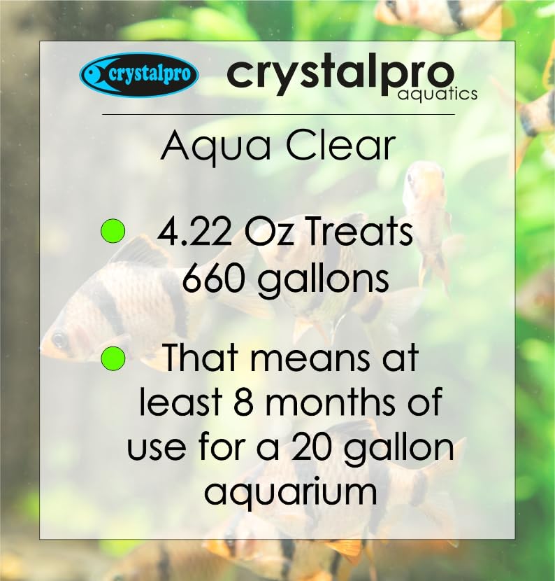 Crystalpro Aqua Clear pours into the tank to boost water clarity quickly.