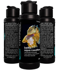 Crystalpro Betta Water Conditioner drops being poured illustrating easy dosing.