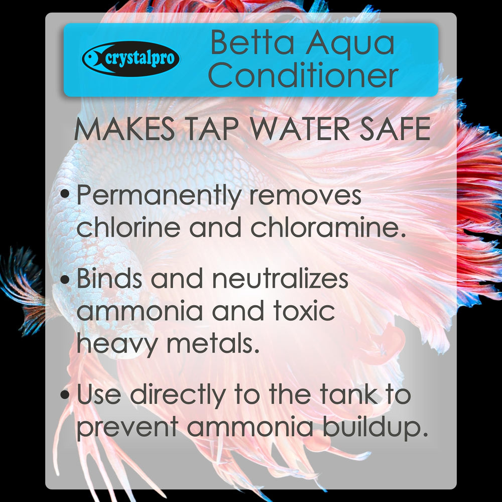 Crystalpro Betta Water Conditioner in a betta tank setup.