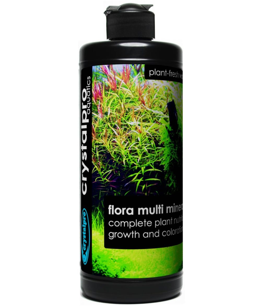 Crystalpro Flora Multi Minerals bottle front showing packaging for aquarium plant care