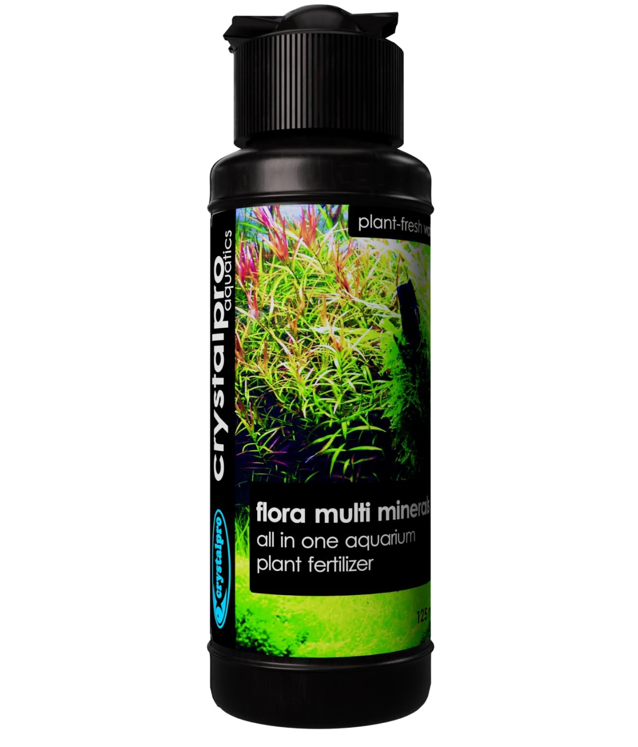 Crystalpro Flora Multi Minerals bottle supports complete plant nutrition for freshwater tanks.