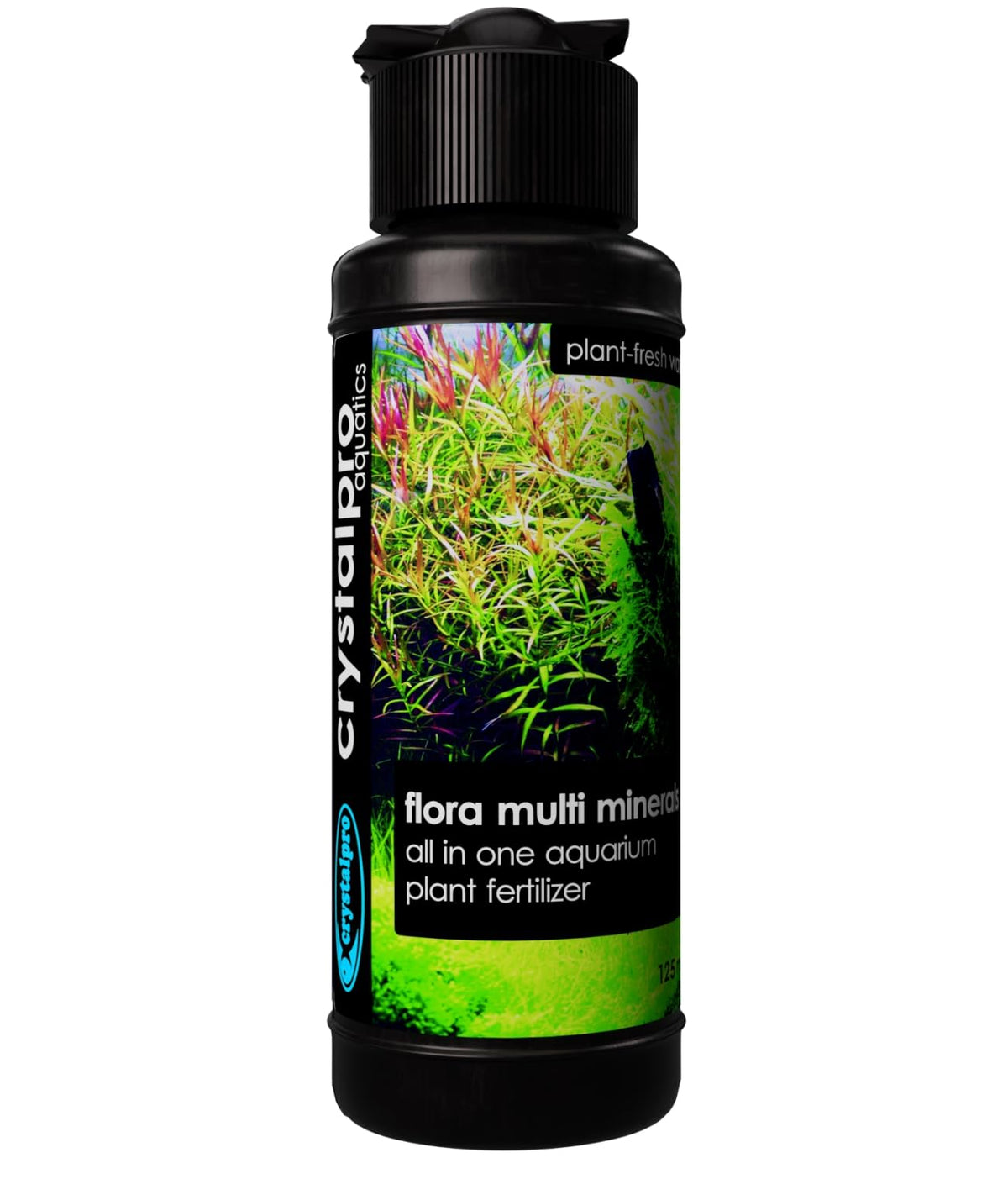 Crystalpro Flora Multi Minerals bottle supports complete plant nutrition for freshwater tanks.