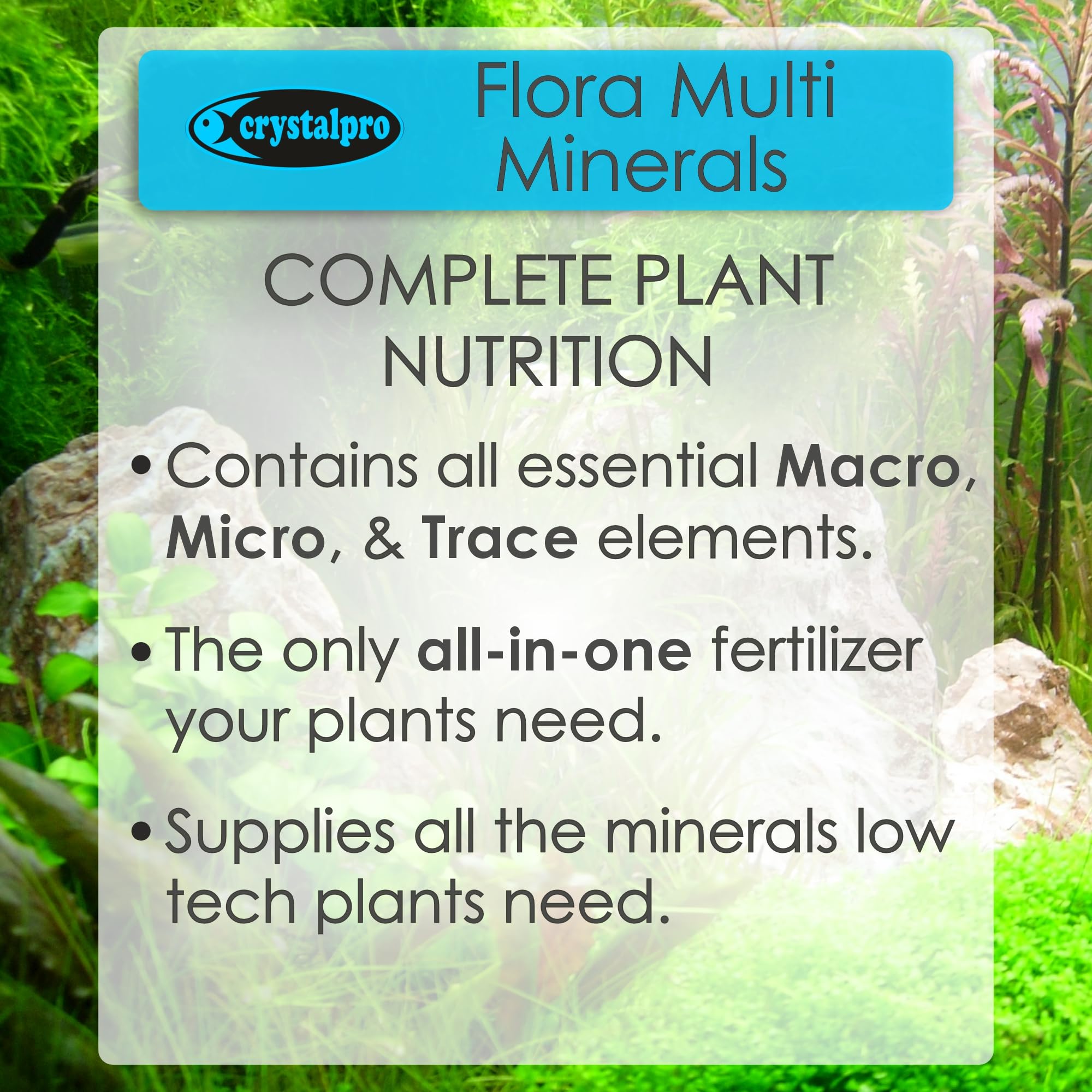Crystalpro Flora Multi Minerals enhances stem coloration in lush tank displays.