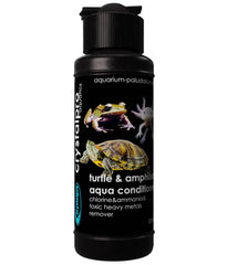 Crystalpro Turtle & Amphibian Water Conditioner bottle shows concentrated formula for safe tap water
