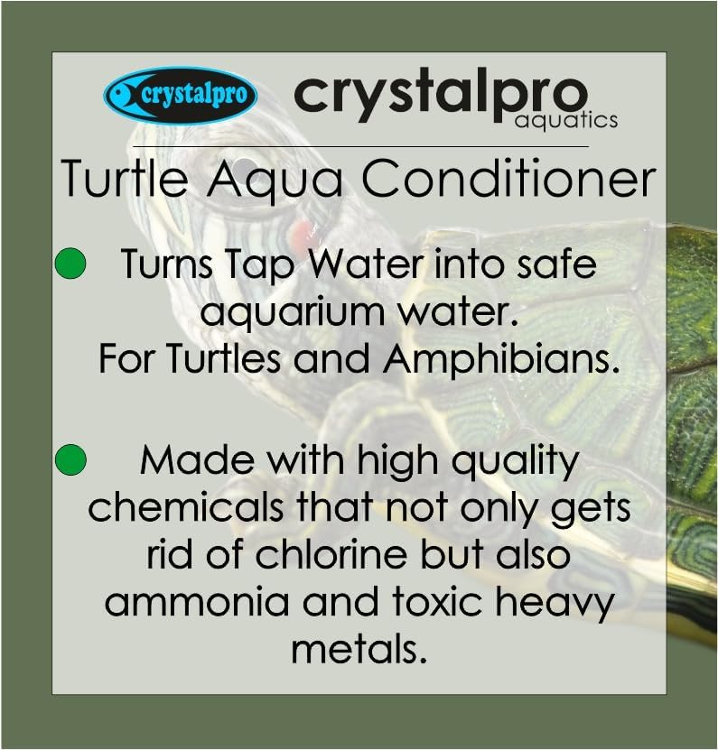 Crystalpro Turtle & Amphibian Water Conditioner illustrates mineral enrichment for healthier water