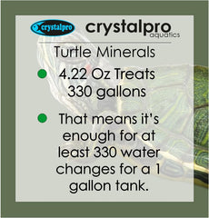 Crystalpro Turtle Minerals in aquarium with turtle illustrating water balance and nutrition support