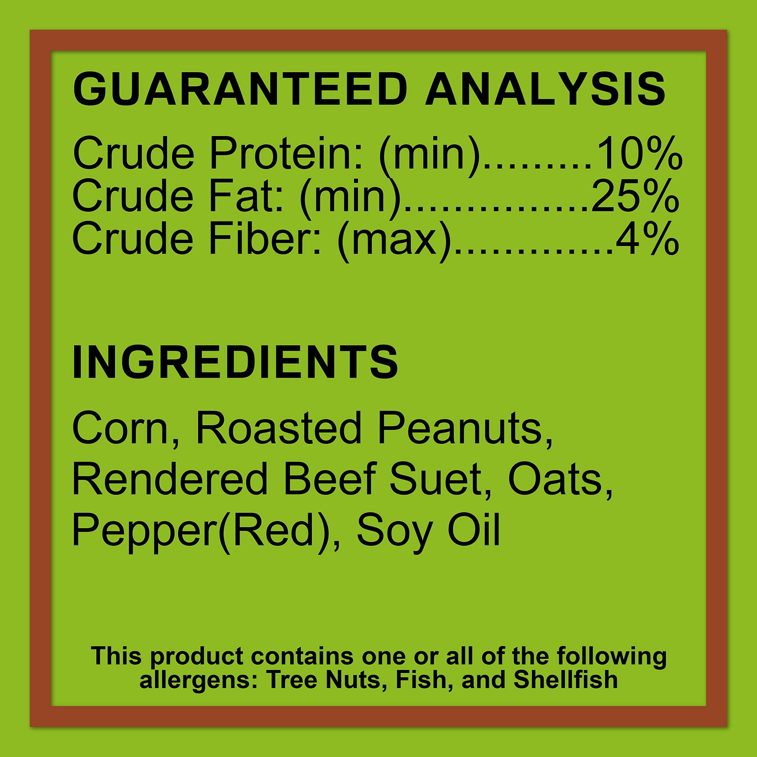 C S Hot Pepper Nuggets on a feeder illustrate pepper-based deterrence of squirrels.
