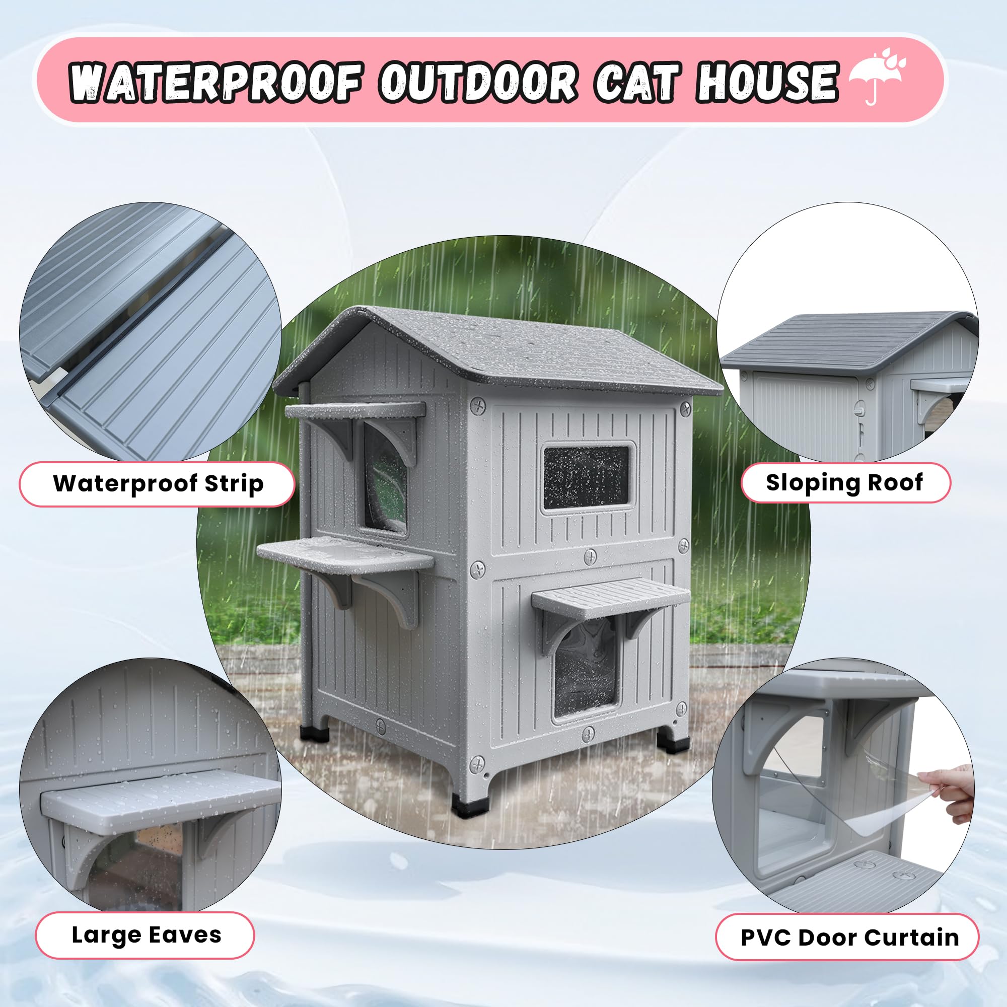 CSQOO cat house dimensions 23.6 L x 20.9 W x 18.3 H for planning