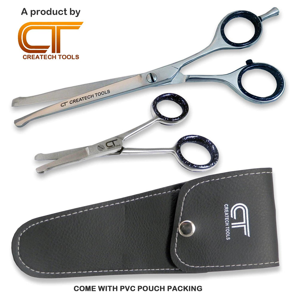 CT Createch Tools pet scissors built-in silencer minimizes noise during trimming.