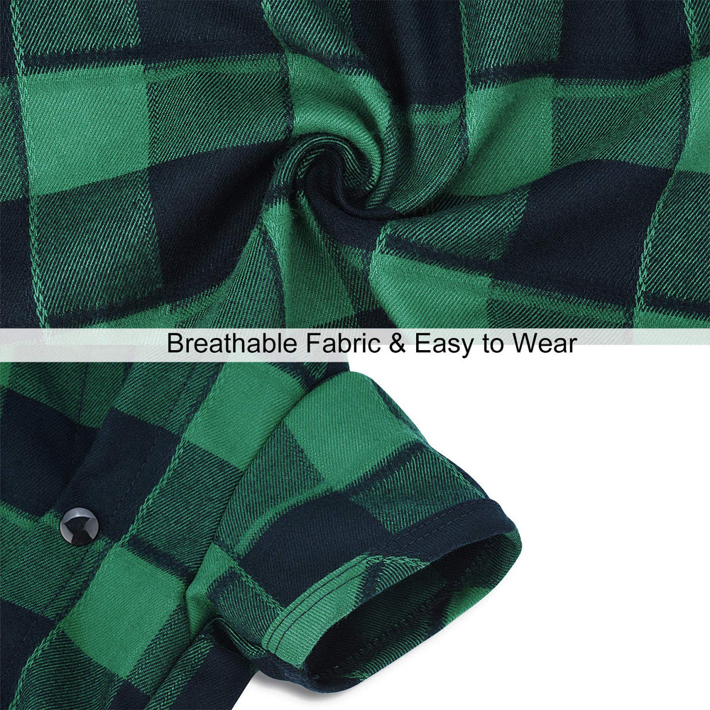 CtilFelix plaid dog shirt fabric close-up emphasizes skin-friendly cotton blend.