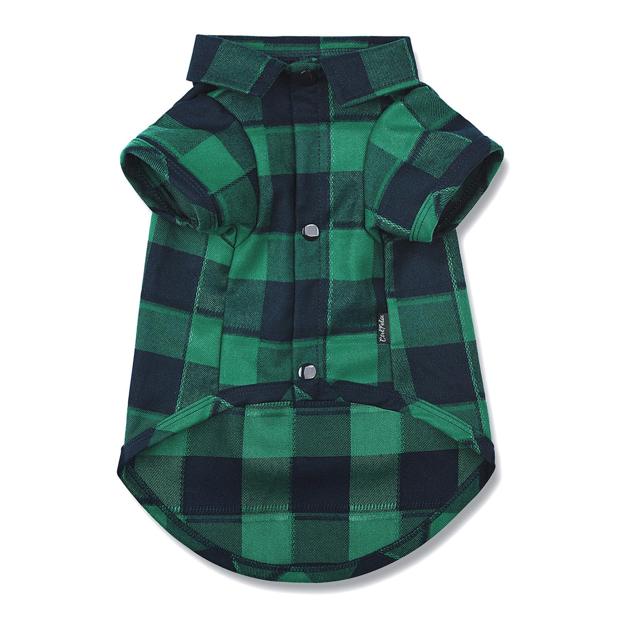 CtilFelix plaid dog shirt front view highlights breathable green fabric for daily comfort.