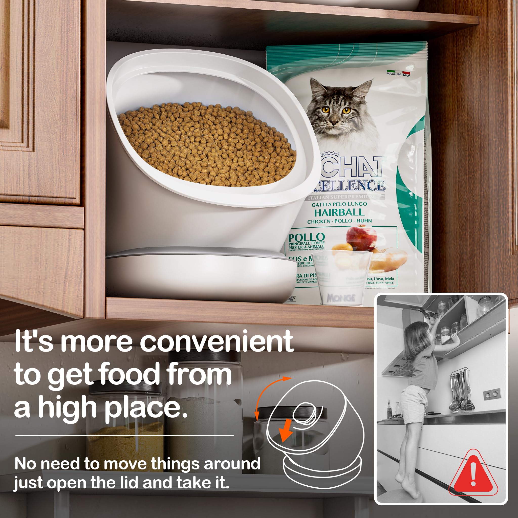 CTIME airtight container rolling design enables easy pantry moves.