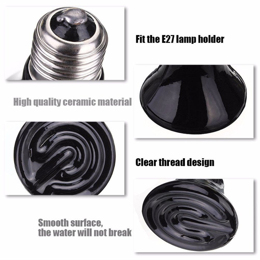 CTKcom reptile ceramic heat lamp 200W back plate detail suggests durable build.