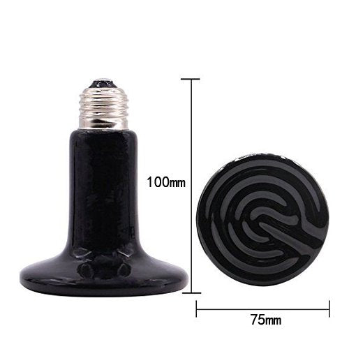 CTKcom reptile heat lamp 200W side view shows compact, space-saving terrarium heating.