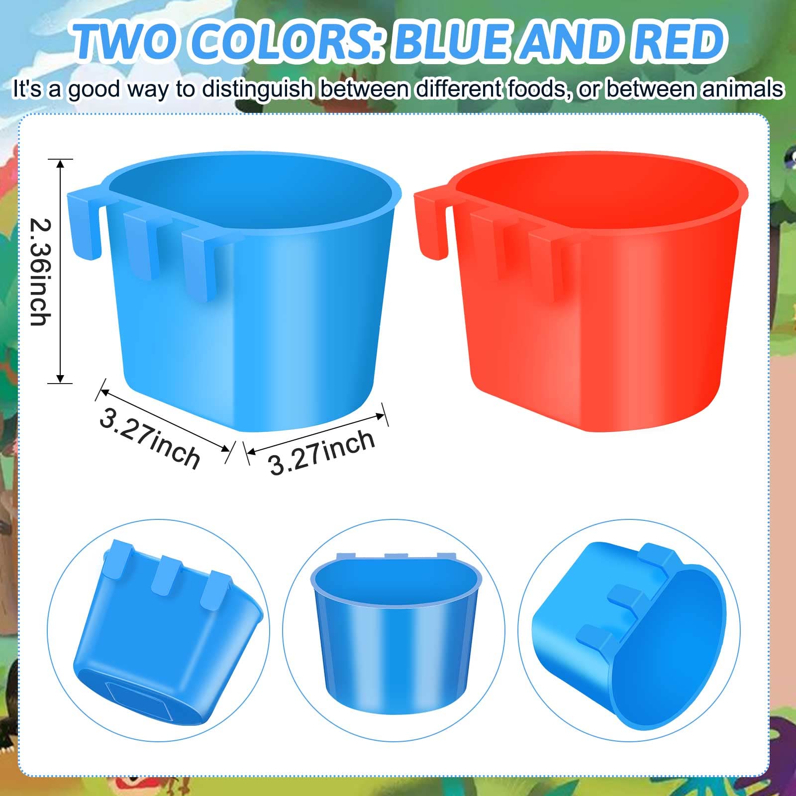 Ctosree blue cage cup close-up showing durable waterproof design for poultry