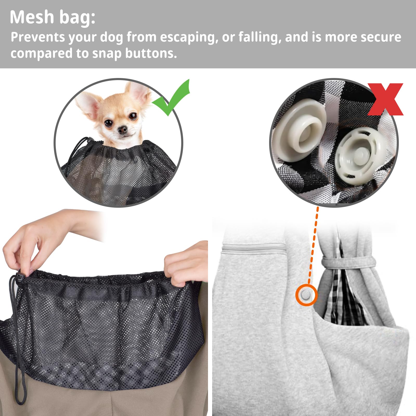 Cuby sling carrier mesh opening demonstrates secure visibility and airflow