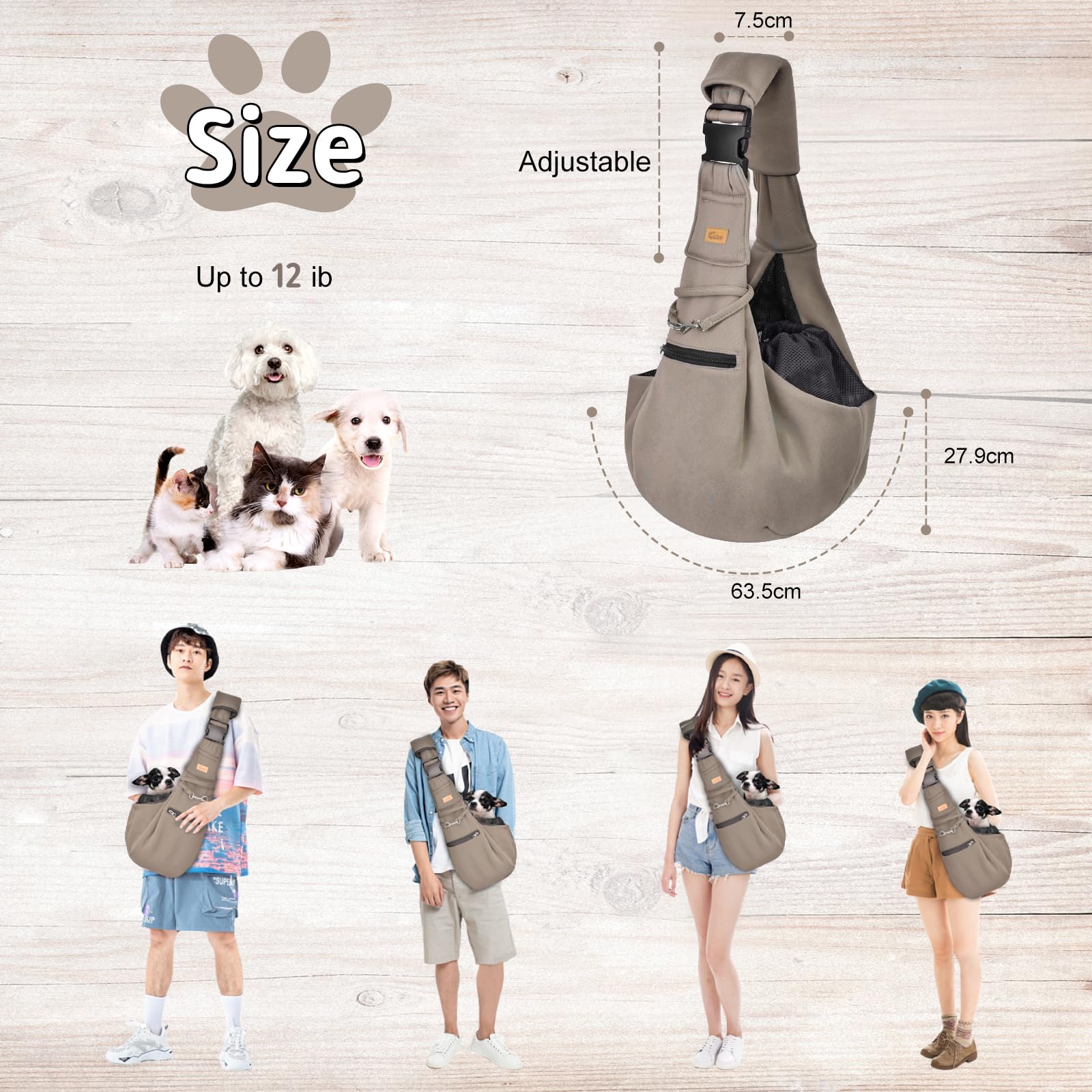 Cuby dog-cat sling carrier weight capacity 15lbs supports small pets safely