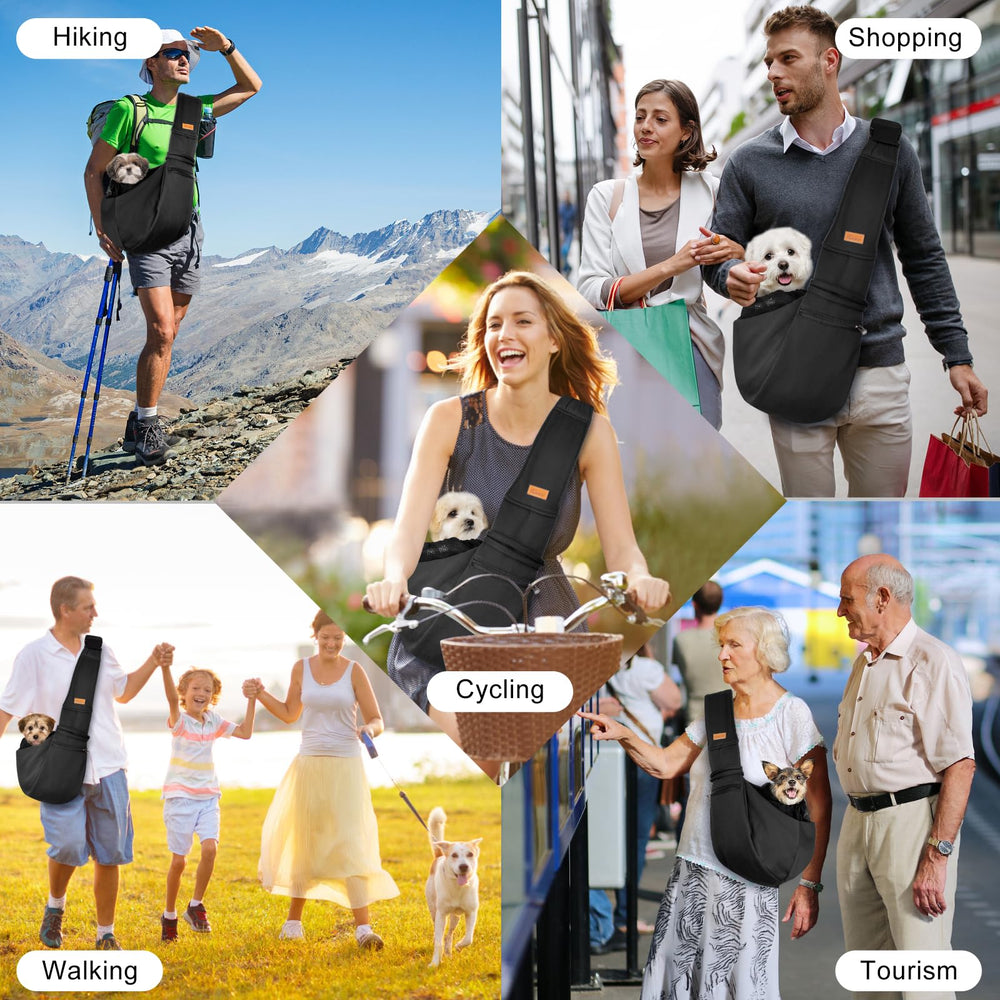 CUBY dog sling safety hook emphasizes dual safety design for security.