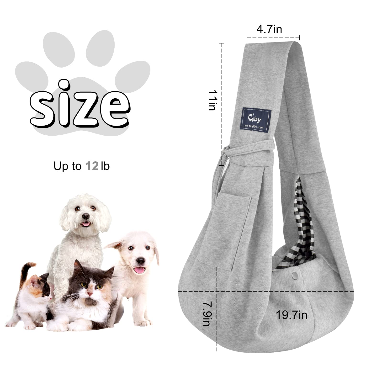 Cuby puppy in sling during walk illustrates lightweight, cozy carrier on outings.
