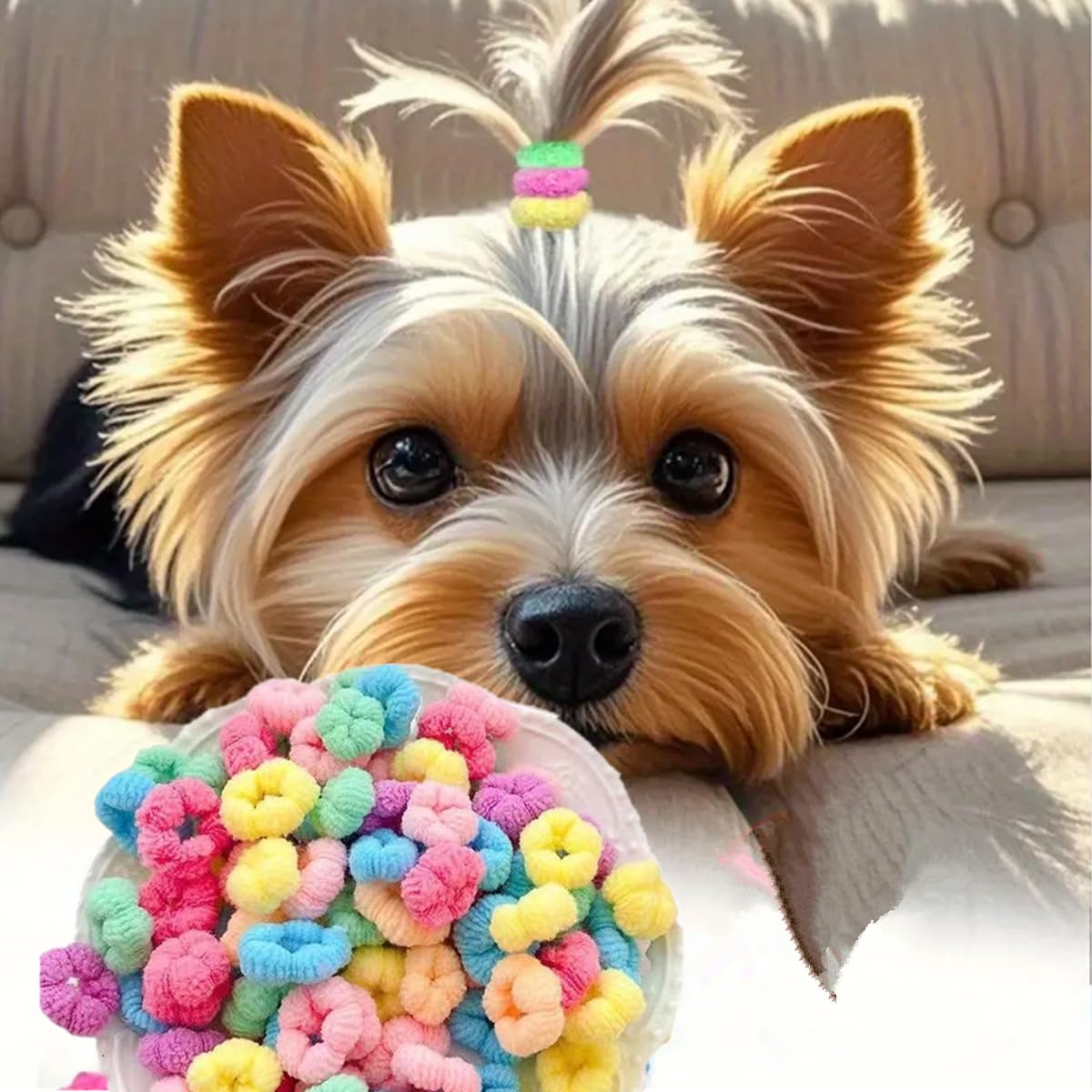 Cuchenhuan candy-colour dog hair ties pack for easy daily grooming