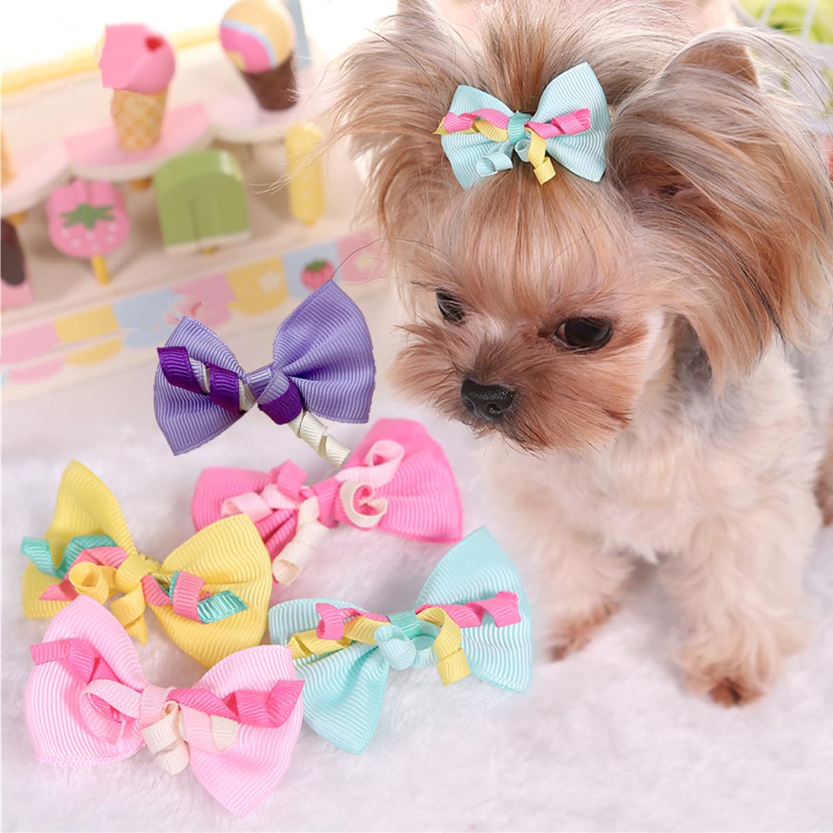 Cuchenhuan dog bow hair clip pack-1 adds cute daily style for small pets.