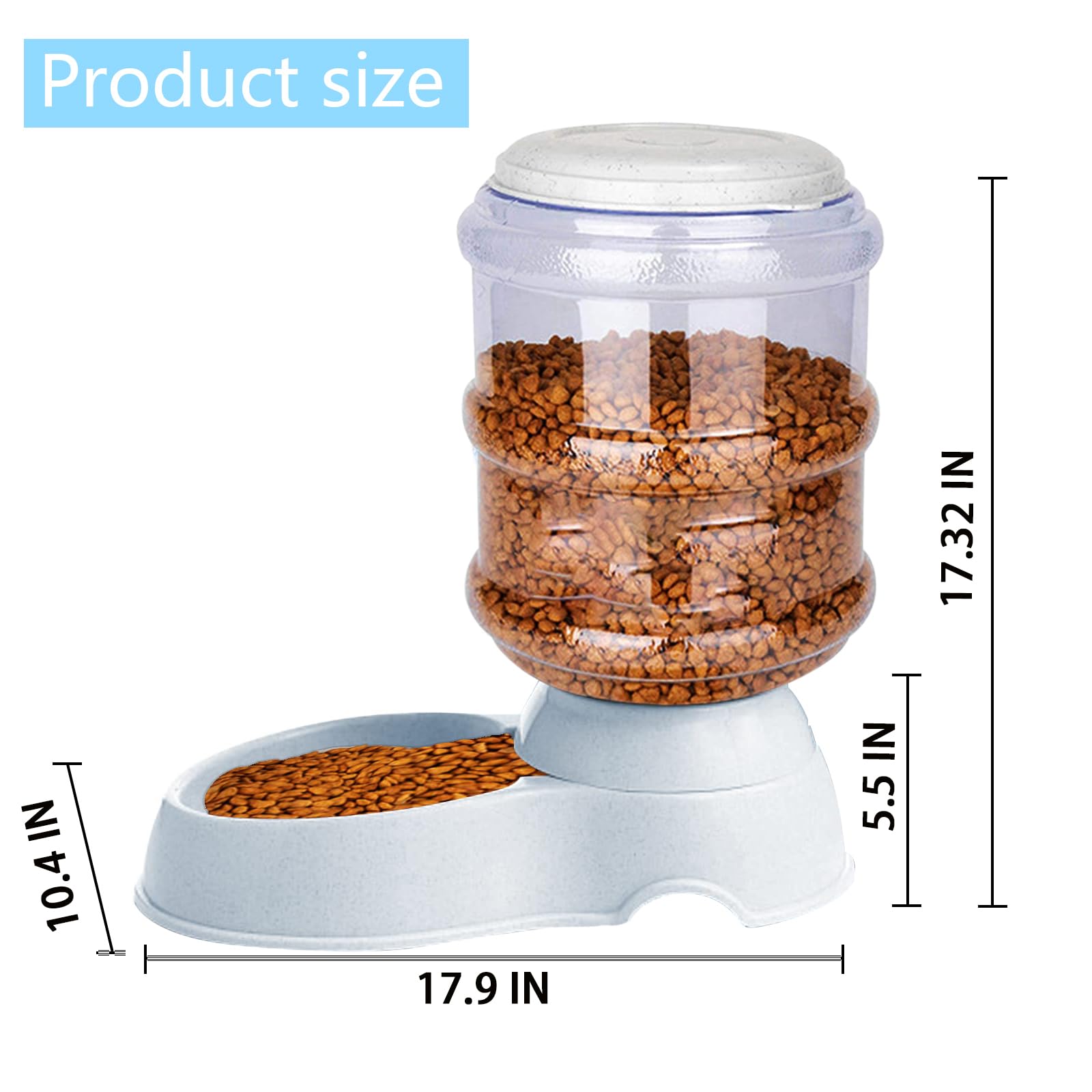 cucurbita automatic dog feeder bowl filled shows 3-gallon capacity for long-duration meals