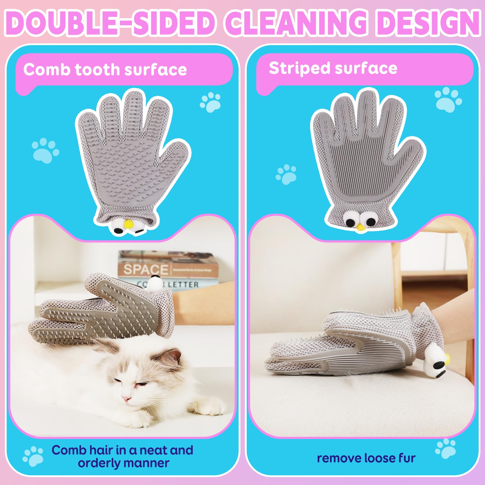 CuddleMallow glove close-up bristles demonstrate skin-friendly silicone for gentle removal.