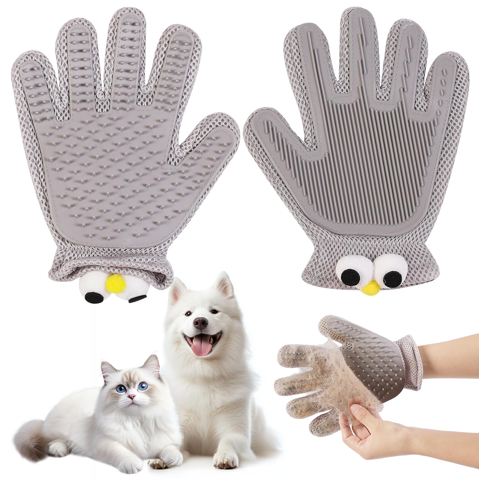 CuddleMallow grooming glove front view for effective pet hair grooming.