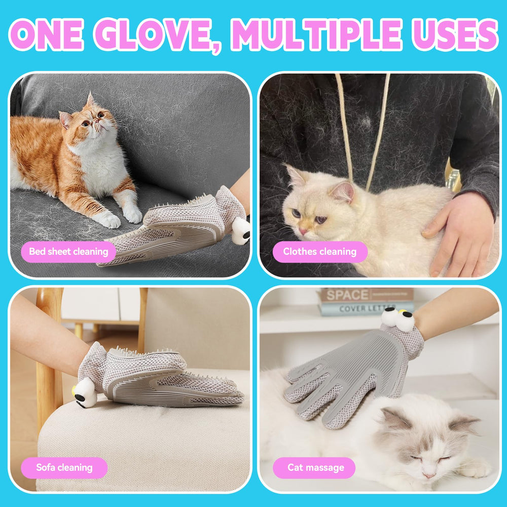 CuddleMallow grooming glove hair-removal use for cats, dogs, and more.
