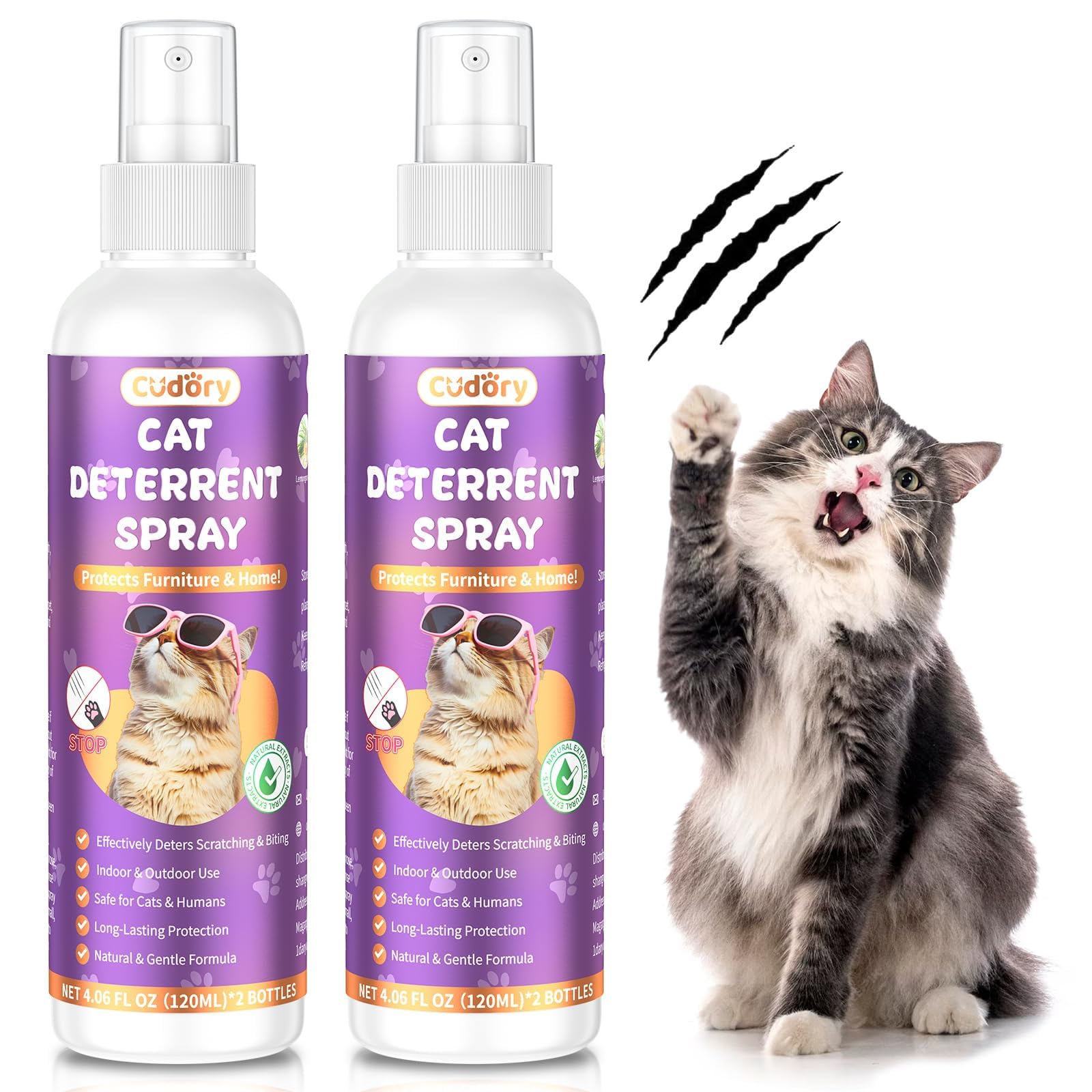 Cudory Cat Deterrent Spray bottle indoors-outdoors helps protect furniture from scratching
