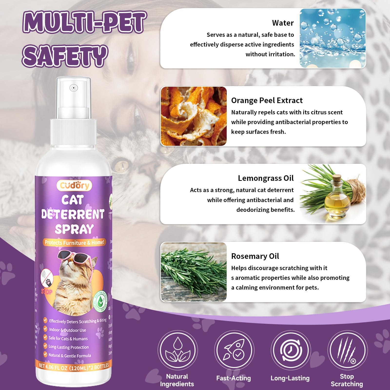 Cudory Cat Deterrent Spray on furniture-area reduces scratching on wood and fabric