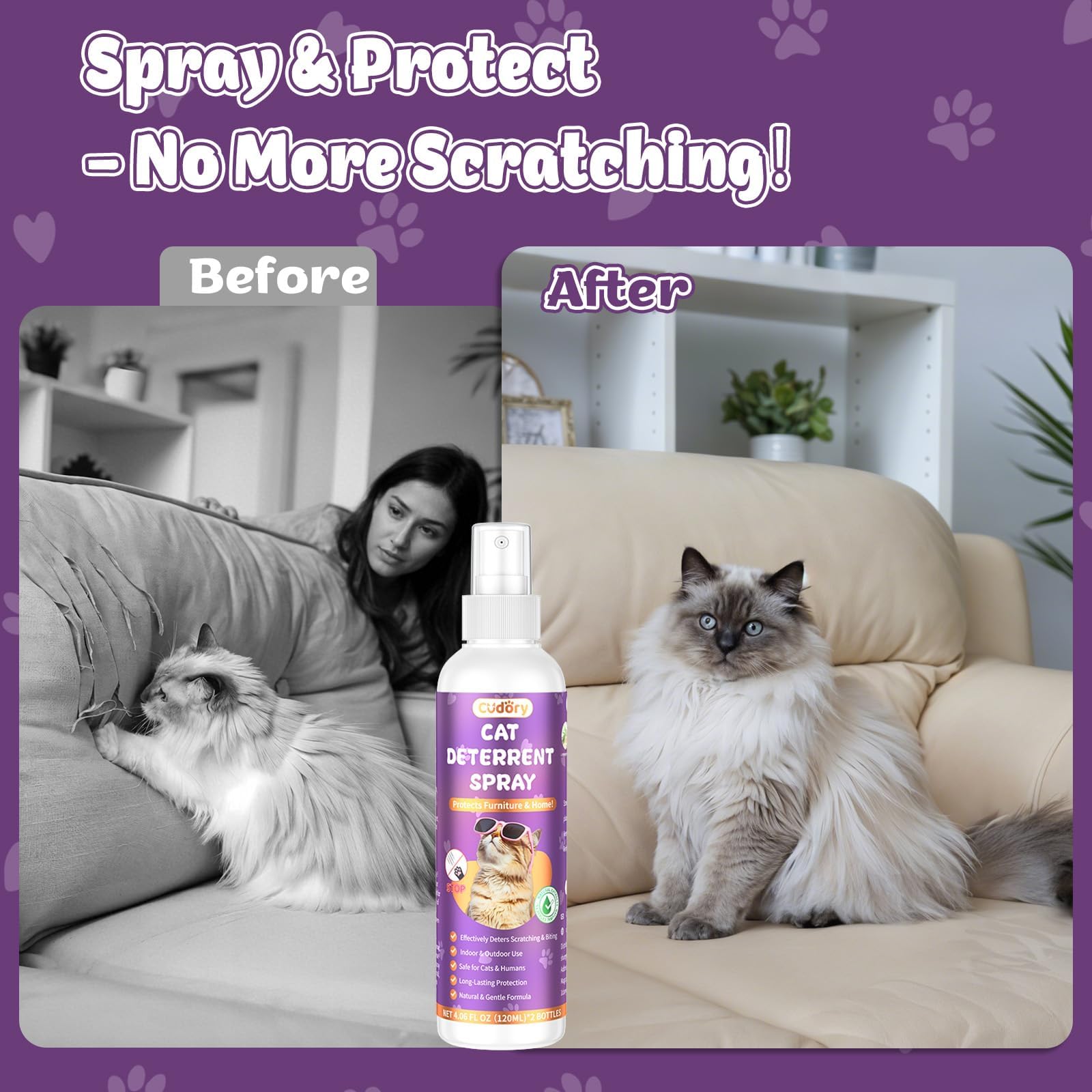 Cudory Cat Deterrent Spray for garden-use protects outdoor surfaces
