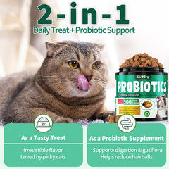Cat enjoying Cudory Probiotics Chews supports daily gut-friendly routine.