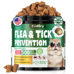 Cudory flea tick chews packaging for cats, easy daily prevention