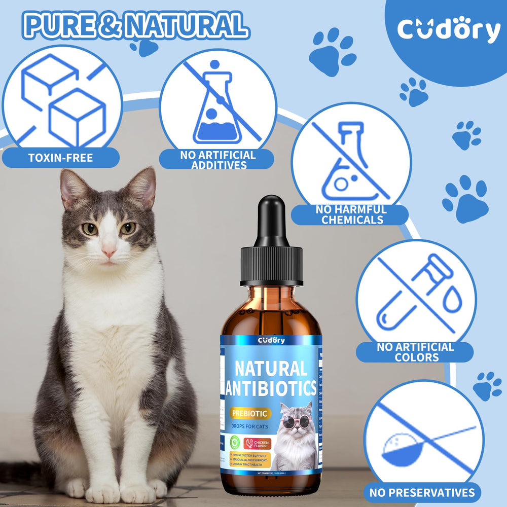Cudory natural antibiotics for cats packaging — compact 2 fl oz bottle