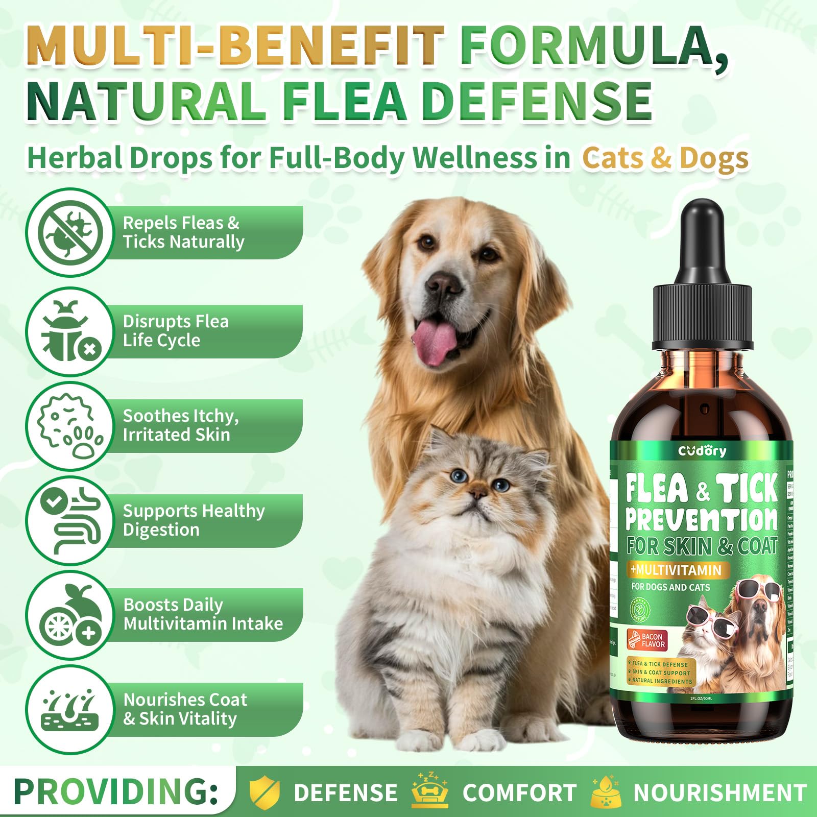 Cudory oral-drops-pets-meal demonstrates easy mixing into food.