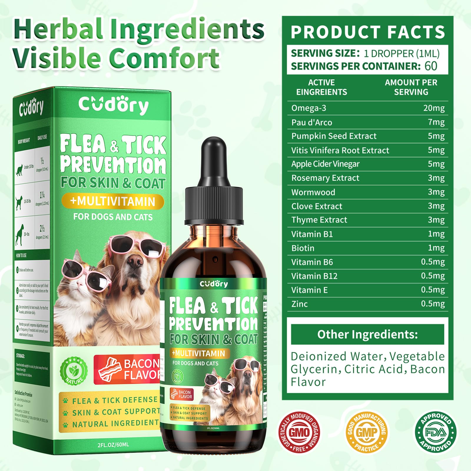 Cudory-pet-care-daily-routine image illustrates mess-free addition to meals.