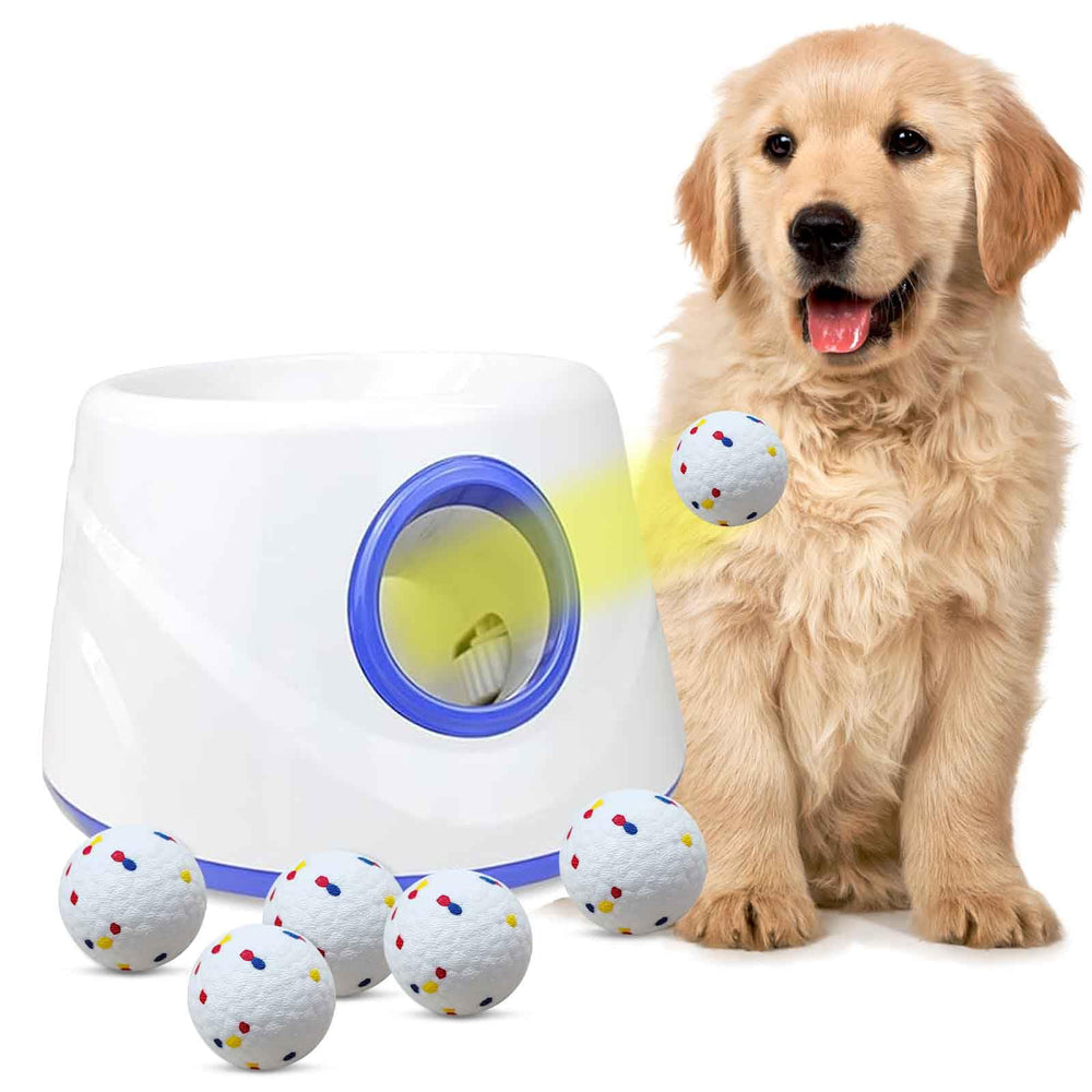 Cuelab dog ball launcher front view for versatile indoor/outdoor fetch.
