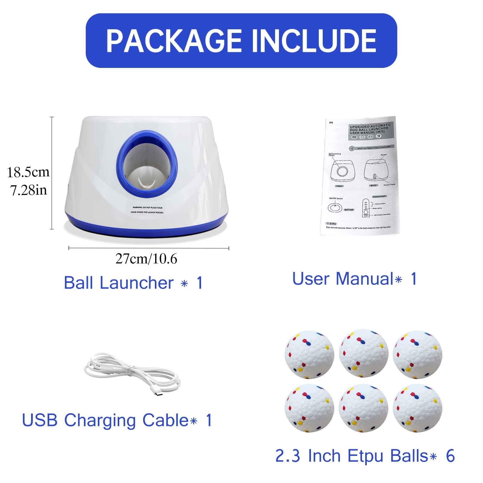 Cuelab dog ball launcher for indoor/outdoor use with low-noise operation.