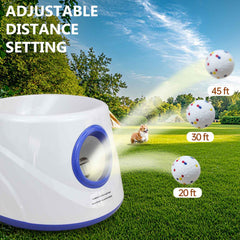 Cuelab dog ball launcher open basket illustrating quick reload and extended play.