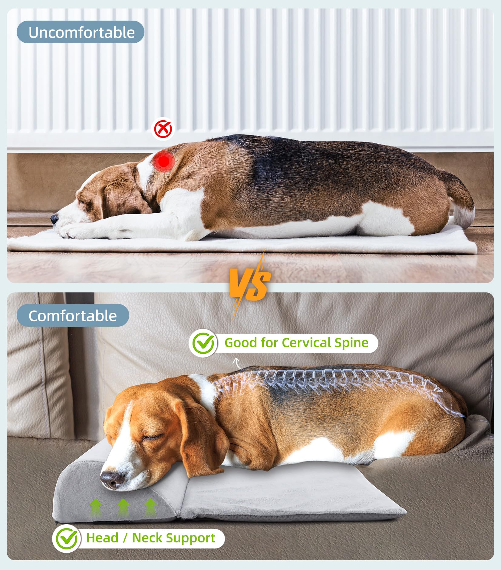 CuieTuee dog bolster pillow curled sleep pose for versatile rest
