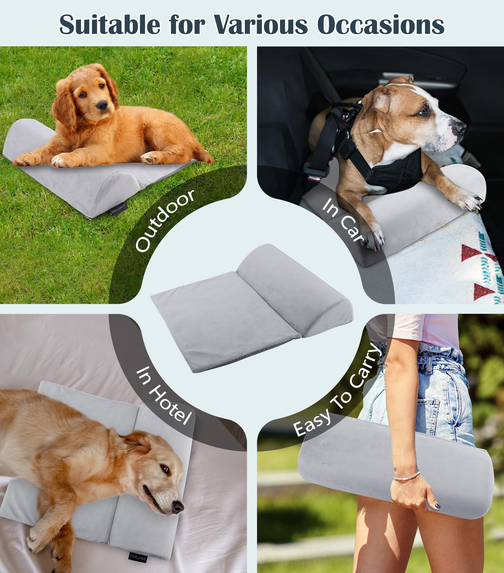 CuieTuee dog bolster pillow travel-ready compact design