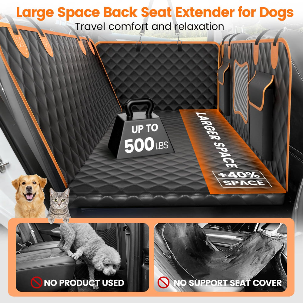 CUIOFREE dog seat cover with waterproof, scratch resistant material protects seats from hair and drool.