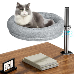 Cuipingoo cat bed with 360° rotation aids flexible lounging by your desk.
