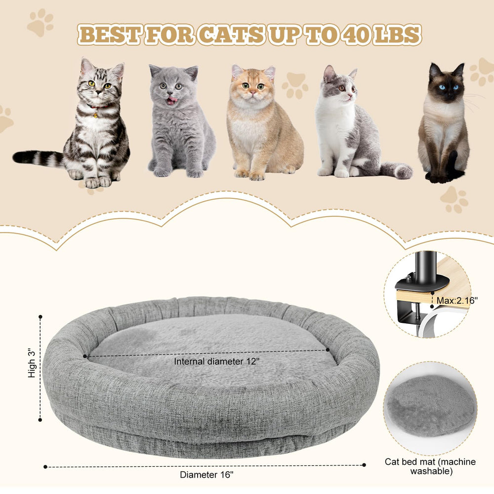 Cuipingoo cat bed sturdy metal stand supports cats up to 40 pounds.